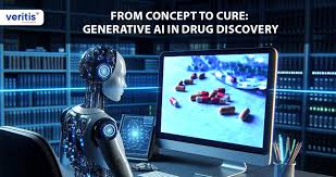 Alt text= “AI in drug discovery analyzing chemical compounds and protein structures.”