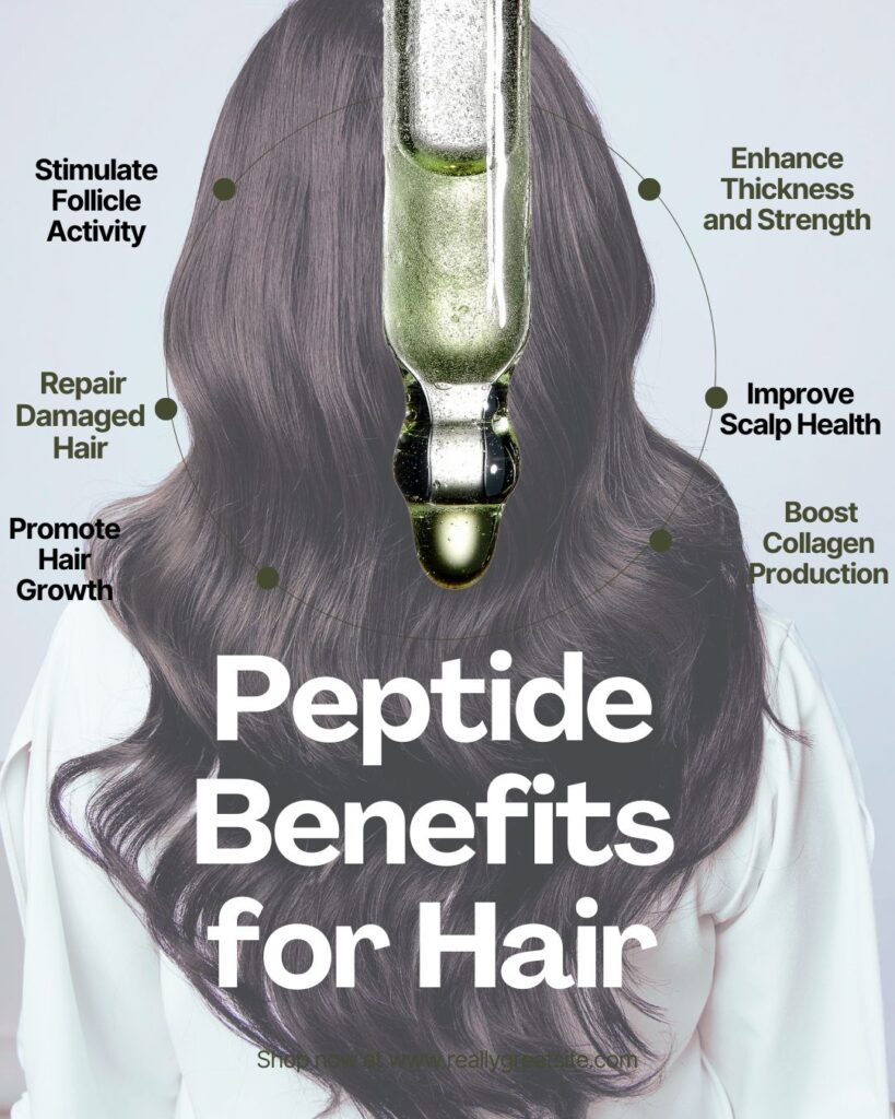 Healthy thick hair showing the benefits of peptides for hair growth and improved scalp health