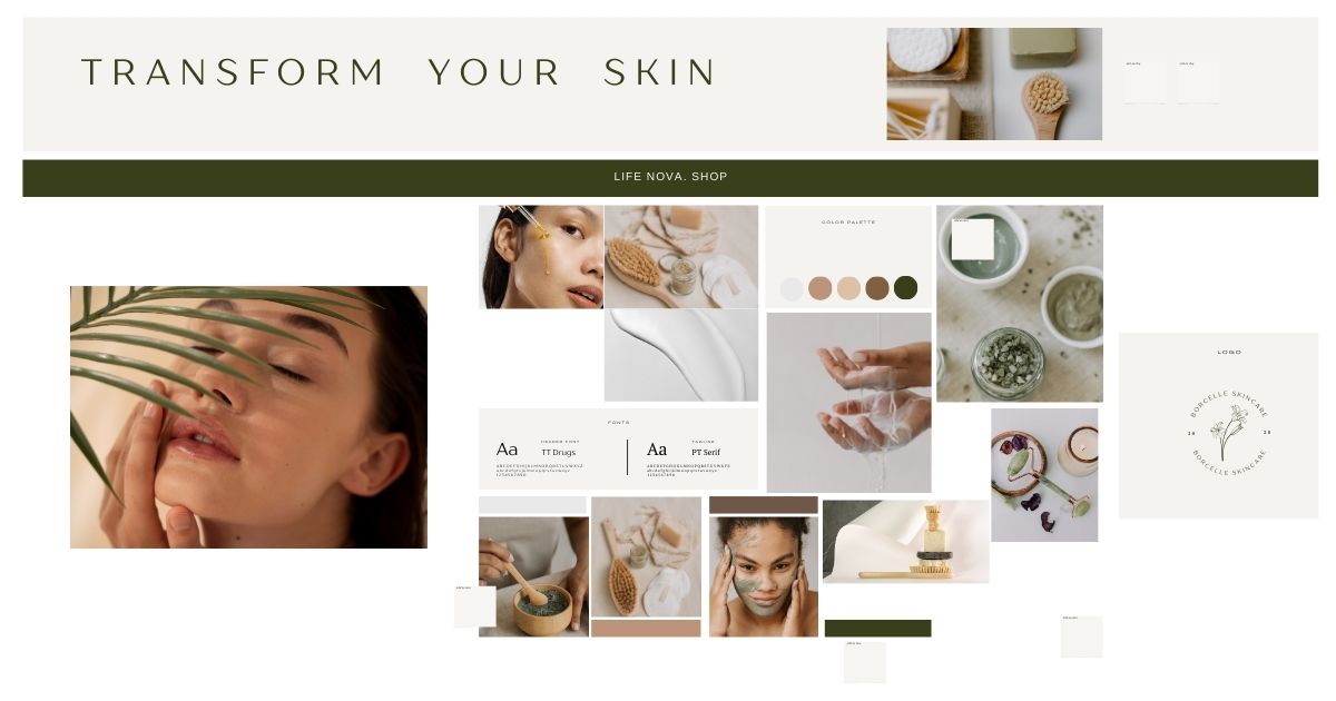 alt="Collagen powder with derma rollers, masks, shower, gel and skin health."